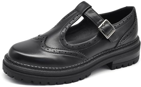 IF Fashion Zapatos Estilo Mary Jane para Mujer Decoraciones Brogue Elegante Inglés Londres Oxford GA011, 011 Negro, 40 EU