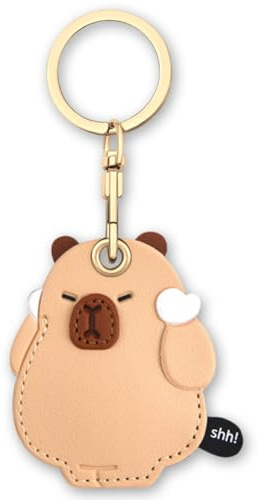 AXFEE Airtag nyckelring, söta PU-fodral för Apple AirTag, bärbar nyckelsökare för barn, husdjur, [nyckeldörr] (Airtag ingår inte), Capybara, one size