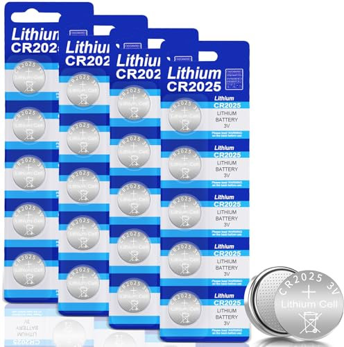 20 Batteria CR2025, CR 2025 Litio 3V Batterie per Chiavi Elettroniche, Orologi Sportivi, Occhiali 3D, Automobili Giocattolo, Calcolatrici, Bilance Elettroniche, Telecomandi Televisivi