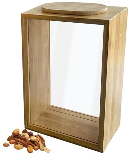 Obelunrp Cereal Containers Storage, 5.9x3.9x9 Large Capacity Sealed Bamboo & Acrylic Rice Dispenser with Removable Lids, Clear Flour Storage Containers for Kicthen, Cereal Dispenser, Stora