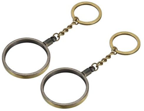 PATIKIL 40mm Metal Coin Holder Keychain, 2Pcs Round Coin Case with Key Ring Medallion Holder for Coins Jewelry, Bronze