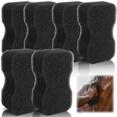 Cididu 6 Pack Horse Groomer Sponge, Durable Horse Bath Sponge Block for Cleaning and Massage, Reusable Brush Scrubber for Body Hair, Horses Grooming Tool Supplies for Large Dog and Cat, Easy to Grasp