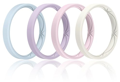 Egnaro Women’s Silicone Stackable Rings, 3.2mm Thin Rubber Wedding Band