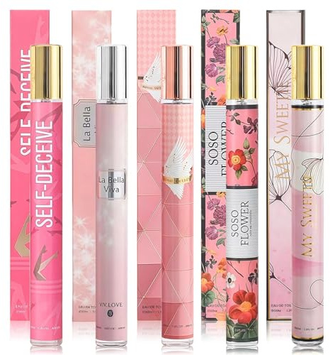 5PCS Premium Perfume for Women Gift Set, Portable Travel Perfume, 5-Pack 35ml Floral Fruity Fragrance Mist with Essential Oils, Long Lasting Light Scent for Hair & Skin (5Psc 35ml)