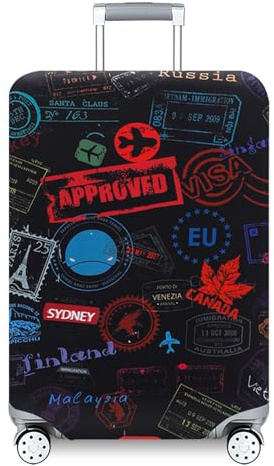 UJBVCX Funda Maleta, Equipaje Cubierta Impresión Lavable para Maleta, Protectora de Equipaje de Viaje Elástica, Suave de Anti-Polvo (M, 22-24 Pulgadas, Estampilla)