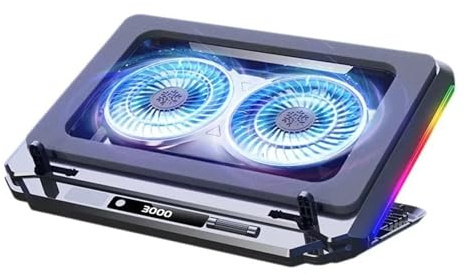 Laptop Cooler med Vinkeljusterbar Notebook Gaming Stand Cooler med RGB Färgglad Ljus Värmeavledning Bracket 15-21'' Laptop Cooling Pad Laptopställ med