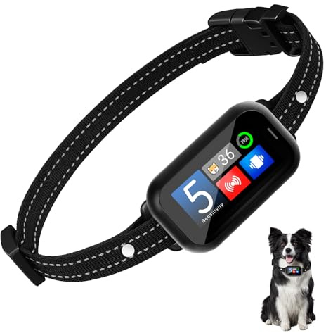 Collare Antiabbaio per Cani Piccoli Medi Grandi, Collare Addestramento Intelligente con 5 Modalità e Sensibilità Regolabile, Display LED, Batteria USB Ricaricabile, IP67 Impermeabile