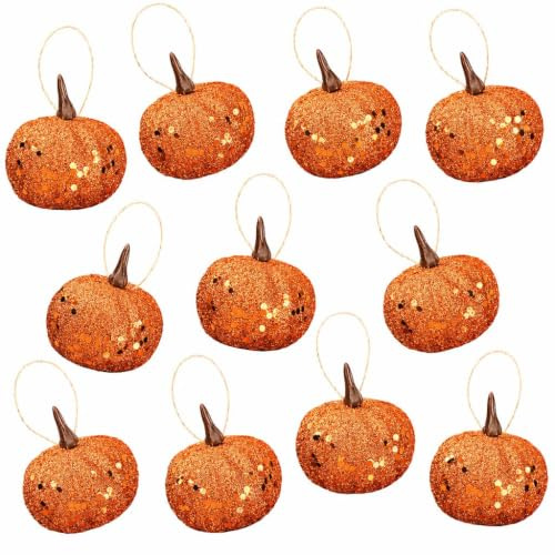 Halloween Tree Baubles 12Pcs Foam Pumpkin Ornaments | halloween hanging balls,mini pumpkins decorations,autumn theme tree decorations