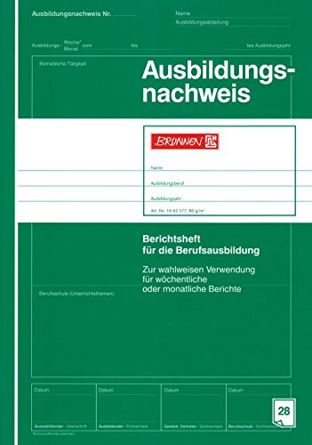 Ausbildungsnachweis/Berichtsheft BRUNNEN 28 Blatt / A4 (Berufsschule) grün