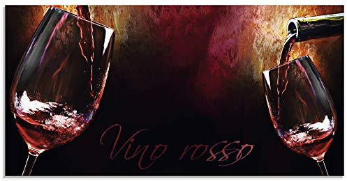 ARTland Wanddeko Glasbilder Wandbild Glas Bild einteilig 60x30 cm Querformat Rotwein Lounge Bar Restaurant Italien Wein Kunst Malerei T5PV
