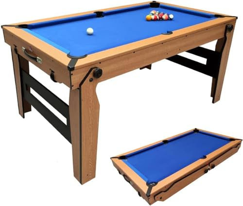 BCE 6ft Razor Folding Pool Table - Slimline Design, Portable and Easy Storage, Includes Accessories (Cues & Balls), No Assembly Required