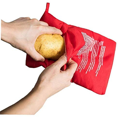Red Washable Cooker Bag Baked Potato Microwave Cooking Potato Quick Fast (cooks 4 Potatoes At Once)