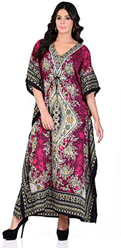 Shah Crafts. Women Kaftan Dress Kimono Caftan Ladies Long Gown Beach Cover Up Night Maxi Tunic Dresses Plus Size