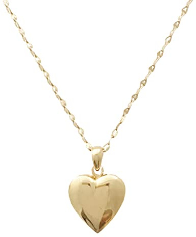 Honeycat Puffy Heart Locket Charm Necklace in Gold, Rose Gold, or Silver | Minimalist, Delicate (Gold)