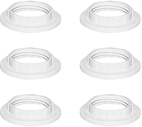 Bianco Plastica Anello Riduttore Paralume E14 28MM, Raccordi per Paralume Anello Convertitore dell'Adattatore E14 per Lampada da Tavolo, Plafoniere, Lampada da Comodino, Confezione da 6