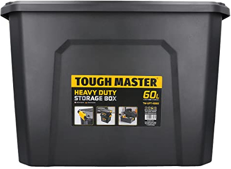 TOUGH MASTER Large Storage Boxes with Lids 60L Heavy Duty Toolbox Stackable for Tools, Toys (Pack of 1)