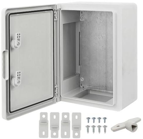 Ralertreik Armario de Distribución para Pared con Placa de Montaje Galvanizada, Caja Industrial de Control Vacía de Plástico ABS con Puerta Protección IP65, tamaño 250x350x150