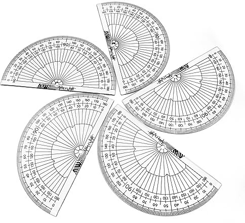 Ashton and Wright - 180 Degree Protractor - 10cm - Lightweight School Protractors (Clear, Pack of 5)