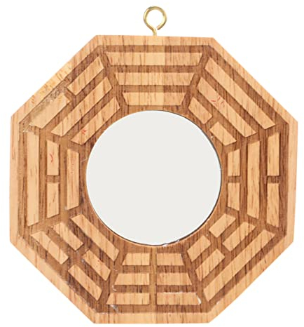 Bagua-Spiegel, Konkaver Holzspiegel für Glück, Reichtum, Türdekoration Im Freien