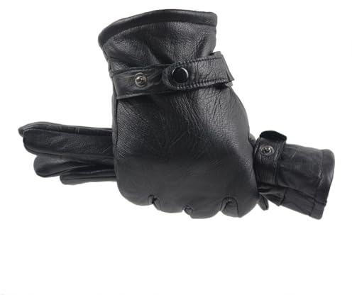 Long Keeper Lederhandschuhe Herren Winter - Warm Echtleder Handschuhe Gefüttert Touchscreen Winterhandschuhe Outdoor Handschuhe Fahrhandschuhe, One Size
