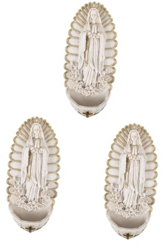 HOLIDYOYO 3pezzi Fontana Sacra Ceramica Di Guadalupe Decorazione Religiosa Per Parete Holy Water Font Per e Ingressi Domestici Per Prima Comunione e Cerimonie Religiose