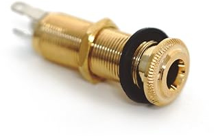 Guyker Stereo Long Threaded Output Jack - Pro Metal Guitar Bass Barrel Cylinder Input Output Jacks Plug Sockets with 3 Pins Replacement Part (1 Piece, Gold)