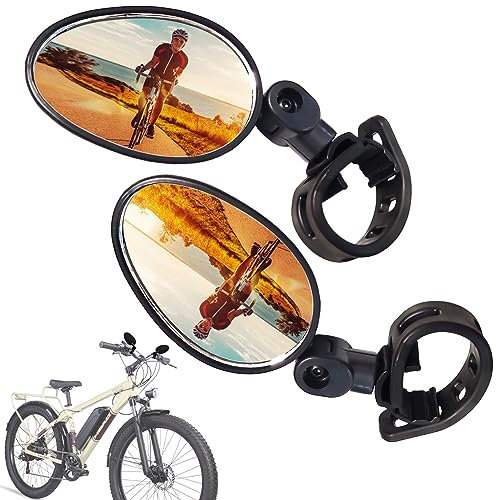Kugooyi 2 Stück Fahrrad Spiegel, Universal Mountainbike Reflektor Hd 360 Grad Drehung Acryl Konvexer Radfahren Reiten Rückspiegel für Road Bike Radfahren Geländefahrzeuge E-bike usw (5cm Ellipse)