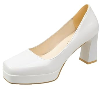Mary Jane Shoes Women's High Heels Platform Pumps Heel Shoes Leather Wedding Shoes with Block Heel Evening Shoes Party Dress Shoes Women's Shoes Elegant and Comfortable Traditional Shoes Low Shoes