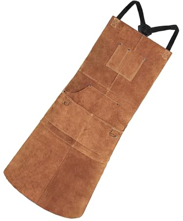 Grembiule da saldatura, resistente al calore e al fuoco, con tasche multiple per attrezzi