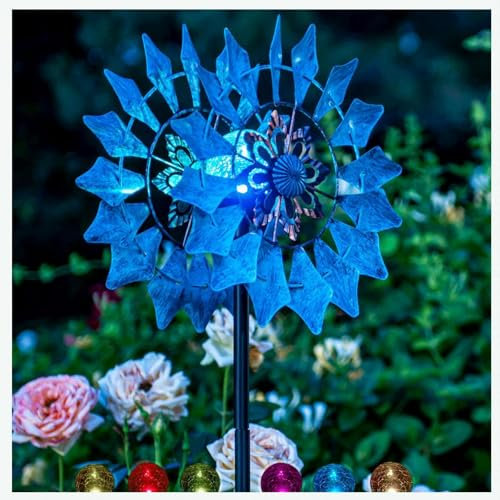 Ruota Eolica Da Giardino In Metallo, Rotazione Di 360° Giardino Esterno Del Mulino A Vento Scultura All'Aperto Mulino A Vento Illuminare Il Giardino Dal Fascino Antico