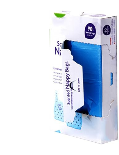 KOAHDE Bolsas de pañales desechables con mango de corbata, sacos desechables para pañales, bolsas de basura para mascotas, pestañas fáciles de usar, 90 unidades