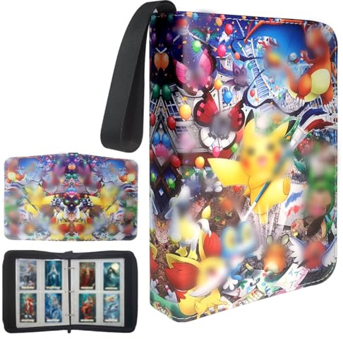 Garegce Trading Card Binder 4-Pocket, Card Binder Album for Kids Adult 100 Pages 400 Pockets PU Waterproof Cards Folder Collection Binder Folder Storage Organizer with Zipper Birthday Gifts
