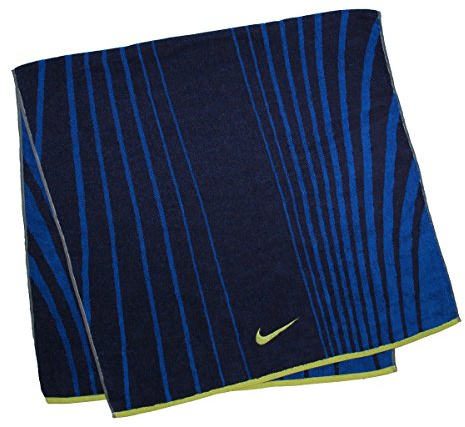 Nike Striped Jacquard Towel, Midnight Navy/Game Royal/Venom Green, L