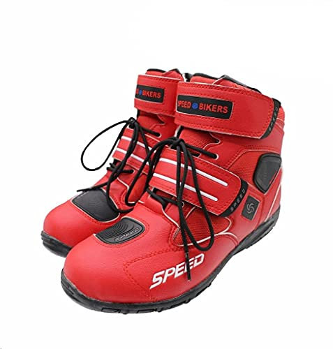Speed bikers Motorrad Wasserdicht Leder rot kurz Stiefel Race Schuhe alle Größe