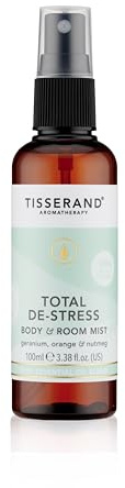 Tisserand Aromatherapy - Total De-Stress - MoodFix Mist - Orange, Geranium, Nutmeg - 100% Natural Pure Essential Oils - 100ml - Calming Mist Spray