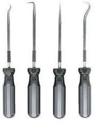 Ullman PSP-4 4-Pc High Carbon Polished Steel Hook and Pick Set with Screwdriver Handles