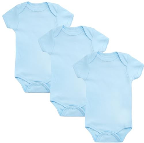 Baby Togs Short Sleeve Baby Vests Bodysuits 3 Pack | 100% Cotton, Short Sleeve Bodysuit Vests 3 Pack, Envelope Neck, Snap Popper Fastening, Boys & Girls