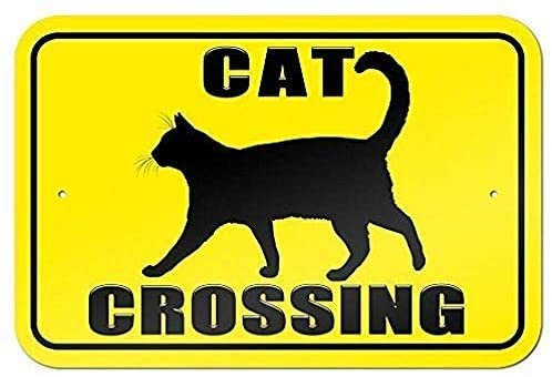 NEW CARTELLO SEGNALETICO - Avvertimento con Gatto - Adesivo Extra Resistente, Pannello in Forex, Pannello In Alluminio (ADESIVO 20X31 CM)