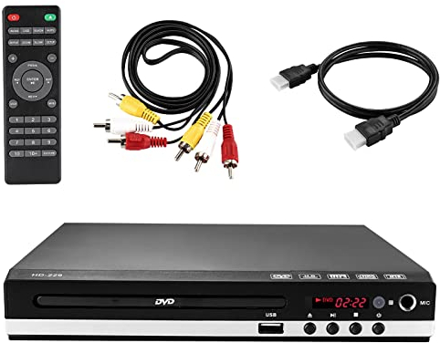 Youyijia DVD-Player für TV mit HDMI AV Ausgang USB Eingang und Fehlerkorrektur 1080P Upscaling PAL NTSC-System DVD CD-Player