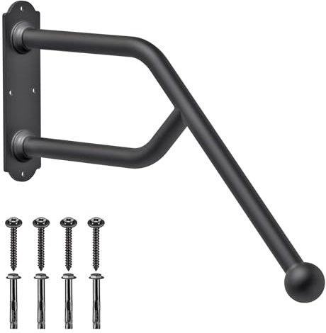 SELEWARE Main courante en acier entièrement soudée, support mural pour marches intérieures et extérieures, garage, garde-corps, barre d'appui de sécurité pour personnes âgées