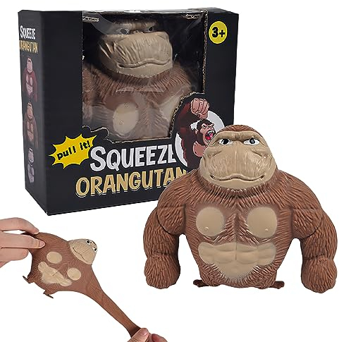 Lotvic Gorilla Antistress Spielzeug, Gorilla Stressabbau Spielzeug, Quetsch-Gorilla-Spielzeug für Kinder und Erwachsene, Relieve Stress und Angstabbau, Braun