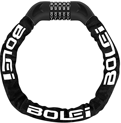 BOLEi Fahrradschloss Zahlenschloss mit 5-Stellig Zahlencode,Fahrradschloss mit Gehärtete Stahlkettenglieder,Kettenschloss Fahrrad,Anti-Diebstahl Fahrradschlösser für Fahrrad,E-Bike,Tür,Zaun,Grill