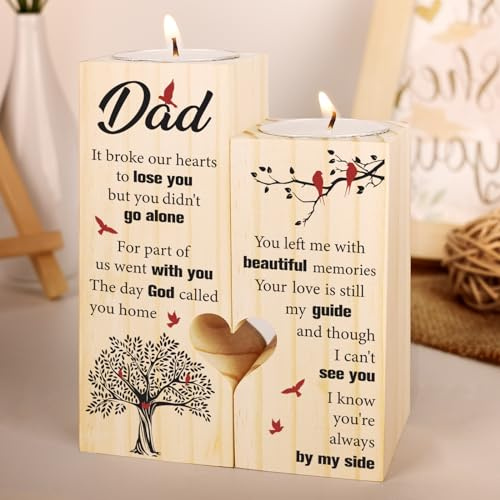 Sympathy Gift- Best Bereavement Gift Ideas Memorial Gifts for Loss of Dad Candlestick Holders Dad Memorial Gifts for Loss of Father in Loving Memory Gifts Condolences Gifts for Men