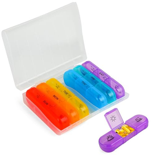 Pilulier semainier 7 jours matin midi soir, grande capacité avec 3 compartiments, boite à médicaments hebdomadaire pratique, idéale pour voyages, distributeur de comprimés robuste.