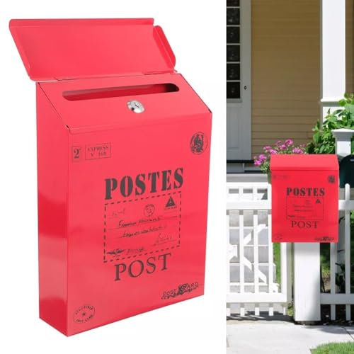 Besshepplo Rear Entry Wall Mounted Lockable Weatherproof Post Box Wall Mount Mailbox Vintage Wall Mount Mailbox For Letters And Small Packages 30.00X22.00X7.00cm