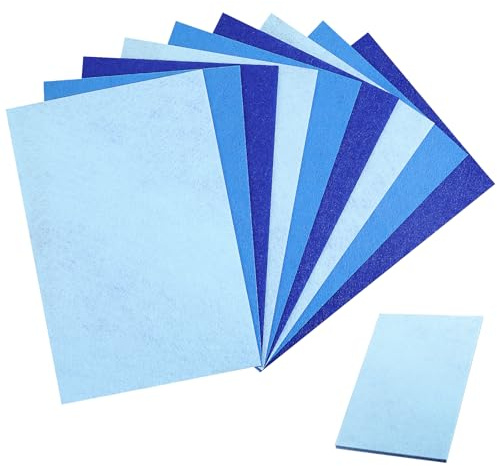 Hojas de fieltro azul, 18 piezas, hojas de fieltro suave, para manualidades, manualidades, costura, patchwork, proyectos de arte, 3 colores, 11.81 x 7.87 pulgadas