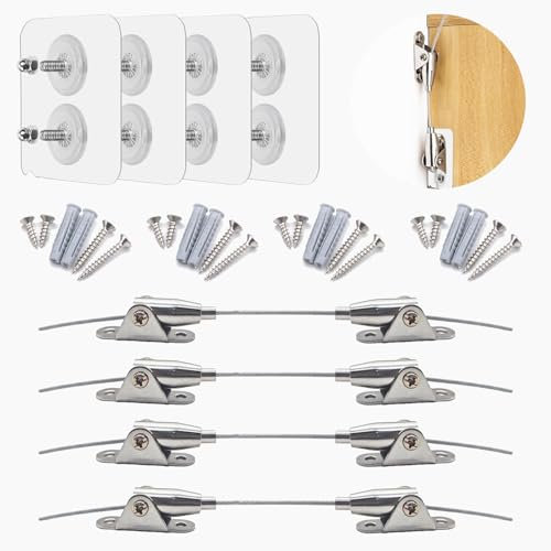 EAPIKON 4 Paare Kippsicherung Möbel Ohne Bohren für Schrank Kommode, Anti Kipp Möbel Wandanker aus Metall, Verstellbare Kippschutz Möbelbefestigung für Haustiere Babysicherheit, Furniture Wall Anchor