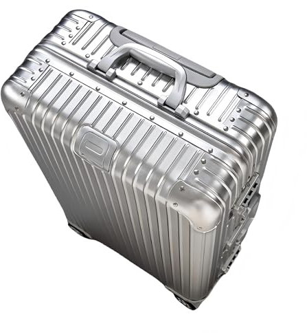 yewjog Koffer Handgepäck · Hartschalen in 100% Aluminium · Trolley Reisegepäck · Reisekoffer mit 4 Doppelräder · TSA Zahlenschloss (Silber, L)