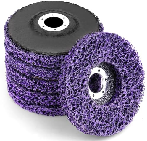 Adiwo 6 Piezas Discos de Limpieza Gruesos, 115 mm Discos de Limpieza para Amoladora Angular, Disco de Lijado CSD Púrpura, Disco Pulido Amoladora, para Eliminación Oxido Pintura Descamación Limpieza