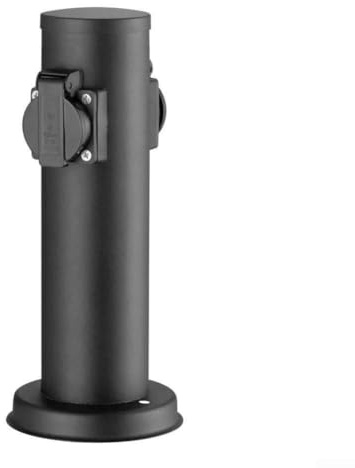 GANCEI 2-Way Outdoor Garden Socket Column Round Stainless IP54 Waterproof Electric Outlet Post for Lawn Terrace or Yard Lighting in Anthracite(Black)